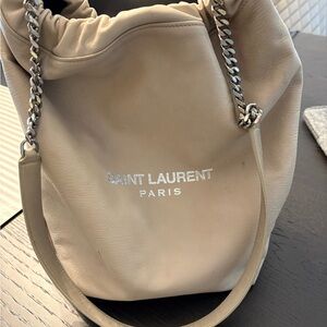 Saint Laurent Cream Leather teddy Shoulder Bag